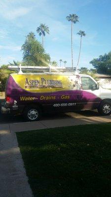 Aspen Plumbing work van.  Scott has tons of experience.