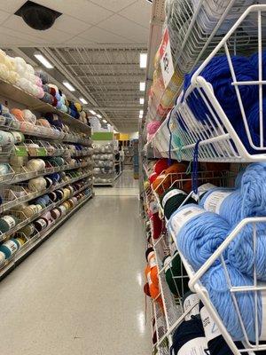 Aisles and aisles of yarn.