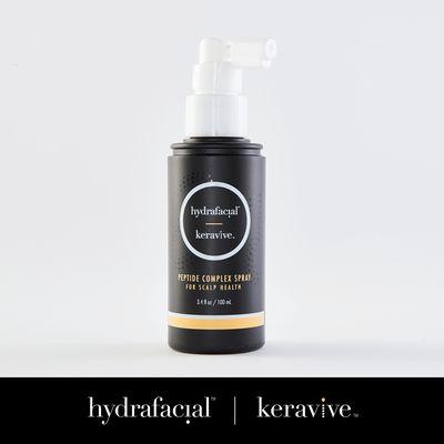 Daily use of the HydraFacial Keravive Peptide Complex Spray enhances your in-office treatment and delivers daily stimulation and nourishment