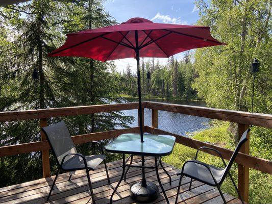 The view from the deck of the Bumble Bee Yurt