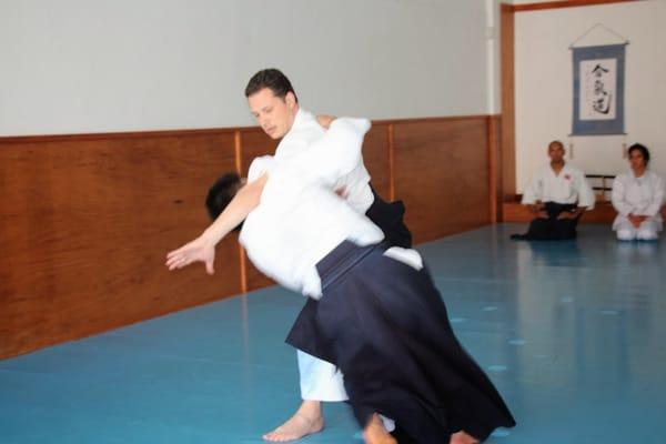 Rob Sensei performing irimi-nage, 2013