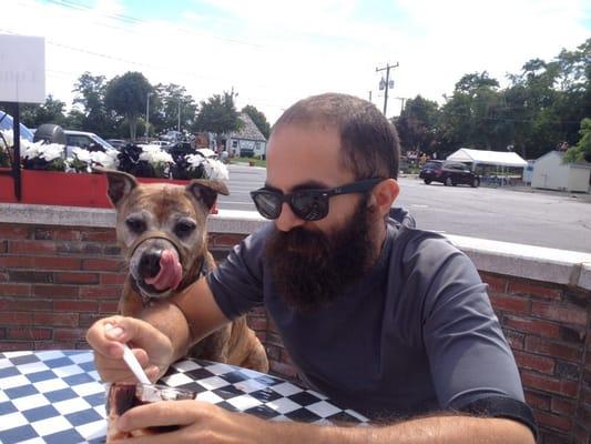 The umbrellas come down after Labor Day, but eating outside is still best!