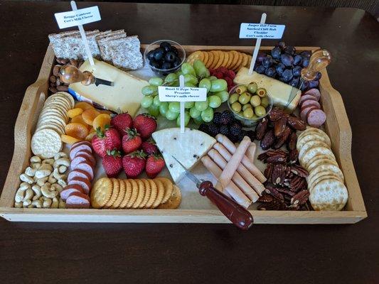 Charcuterie platter with 3 cheeses