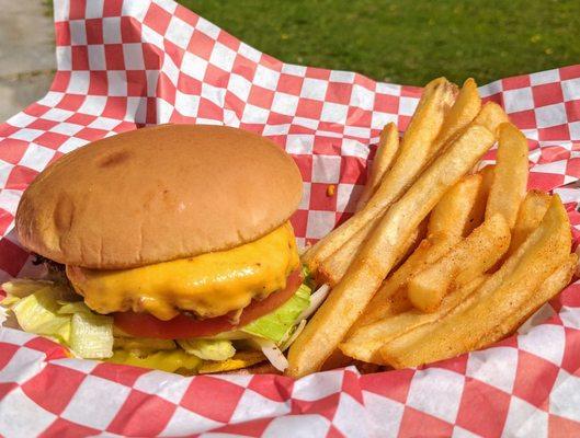 Cheeseburger and fries