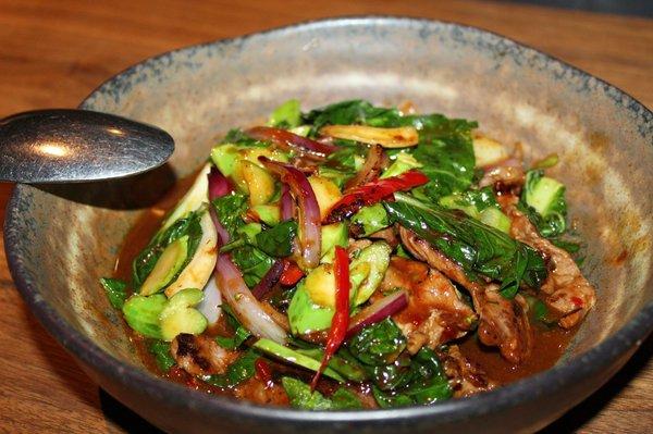 The Stir Fry was made with wagyu beef and vegetables.