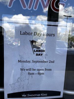 Labor Day hours