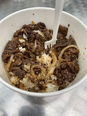 Half way eaten Bulgogi w/rice  (none spicy option)