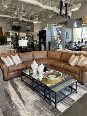 Randall Allen Leather Sectional Sofa