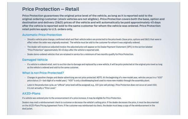 Explain's price protection in detail.