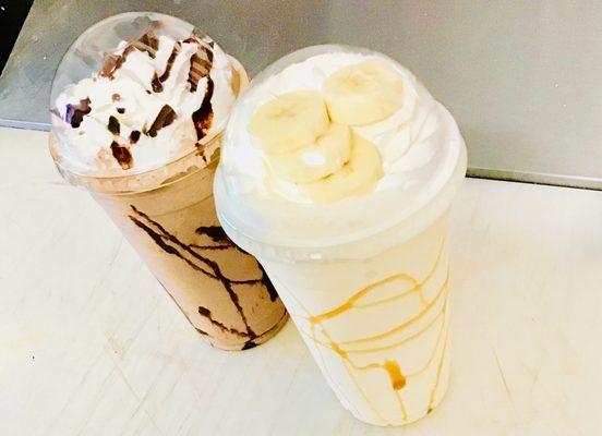 Chocolate Milkshake & Banana Milkshake