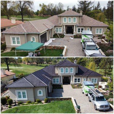 Roof paint coating before and after