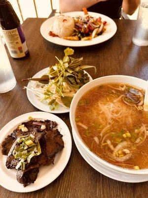 Basil Chicken and Ribeye Pho really good the Basil Chicken was very colorful.