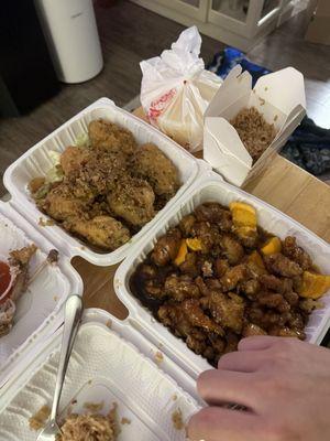 Butter Garlic Chicken Wings Orange Chicken Fried Rice Egg Flower Soup