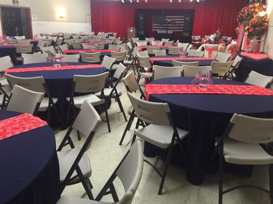 Banquet Room at Hanford Elks Lodge. Great for wedding, parties, ceremonies and more.  Seat up to 200 guests