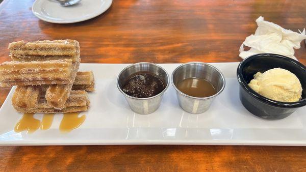 Churros and ice cream.