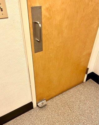 Foot is able to open bathroom door