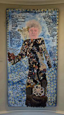 "Your Grandmoma Danny Joy" by Mary Louise Proctor. Mixed media on hallow core door.