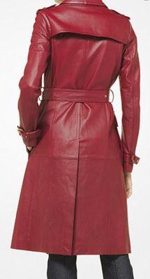 Michael Kors Leather Trench Coat Color: Maroon Style #:MF82HW78FX