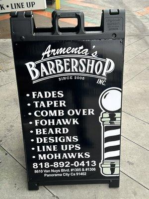 New outside sign for the barber shop