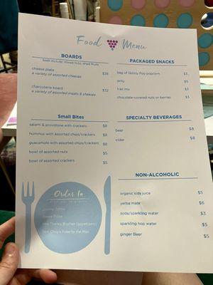 Food menu