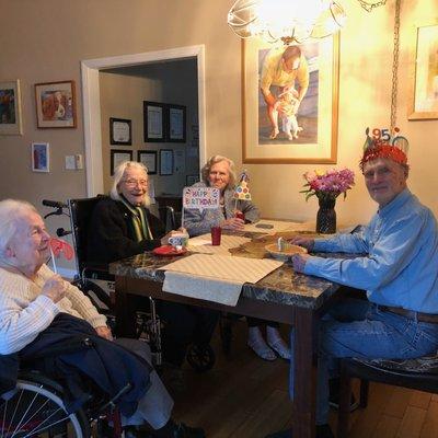 Colly & the ladies on his 95th birthday