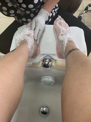 Pedicure with hot wax