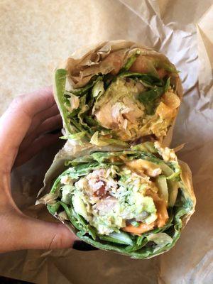 Garden turkey wrap on spinach tortilla