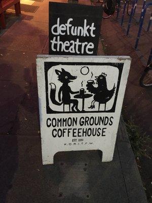 Defunkt Theater is located in the back of Common Grounds Coffeehouse.