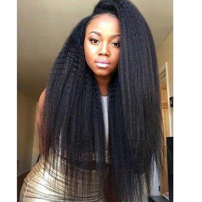 Natural Kinky Yaki straight... sews in or weaving your own hair... Look very natural style