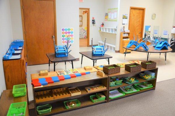 Unique Transition class program with introduction to Montessori materials