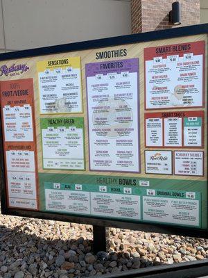 Menu at their drive-thru