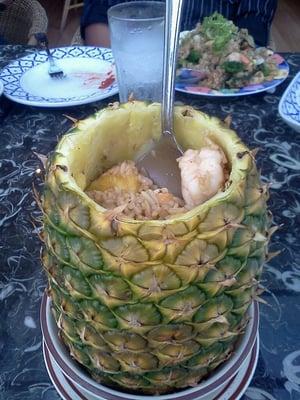 Pineapple fried rice with chicken and shrimp. SO good!