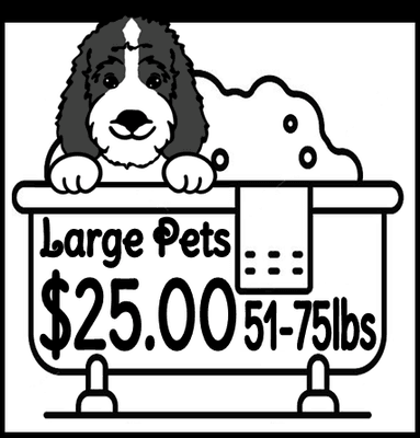 Large Pets 
 (51lbs - 75lbs)
 1 Hour - 15 Minutes
 $25.00