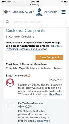 BBB Complaints.... 61