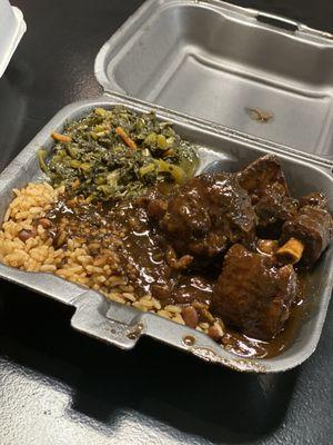 Oxtail with greens and beans & rice