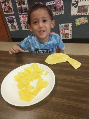 Grandson enjoying his art for the day!