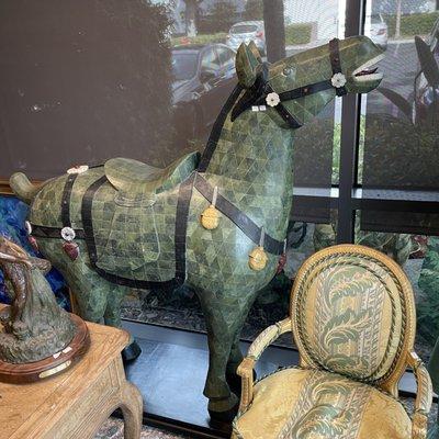 Chinese Faux Jade horse after Chinese Ming saddled horse 20th century, purchased for 12,000 in China Town San Francisco 2001