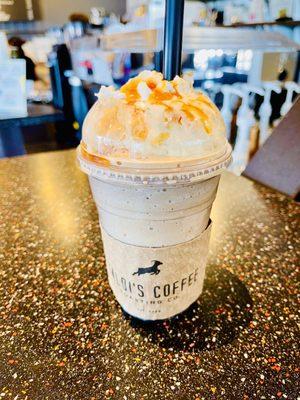 Caramel Frappuccino with extra espresso shot