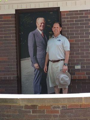 The gazebo exhibit includes this life-size picture of President Ford.