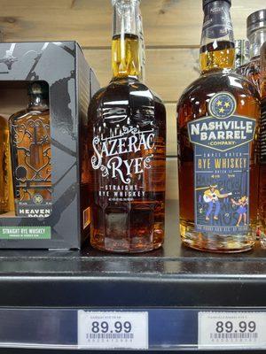 Overpriced liquor Sazerac should be under $30 Nashville Barrel should be under $60