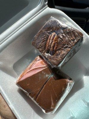 Chocolate pecan fudge and raspberry chocolate fudge