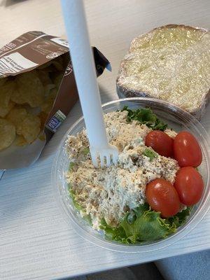 $6.99 tuna salad Kettle chips Lemon loaf $12.74 total