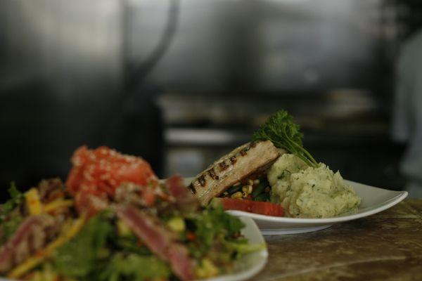 MahiMahi Entree (back) Tuna Salad (front)