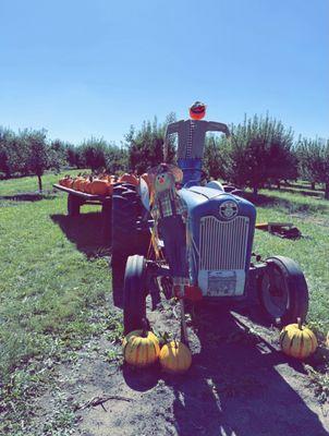 One of the many tractors they have around the orchard for kids to sit on