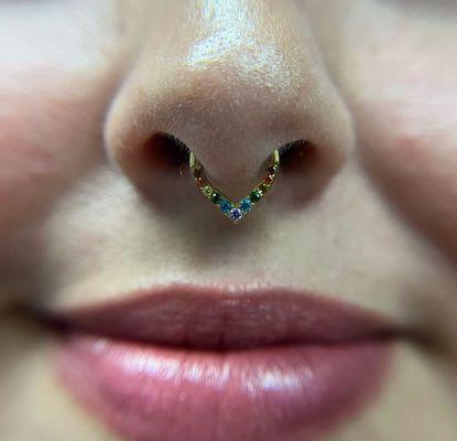 Septum piercing with 24Kt Gold PVD Titanium by Elisea @eliseasimmons