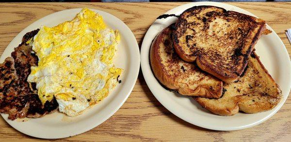 French Toast with Sausage and a side of eggs