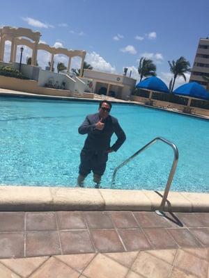 GVP's Very own Property manager Nick, in his formal swimming suit As an act of solidarity  He was the last person to swim in the cold water