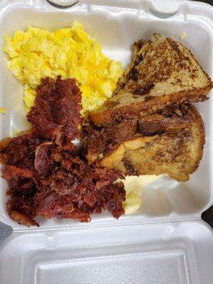 French toast, egg, beef bacon