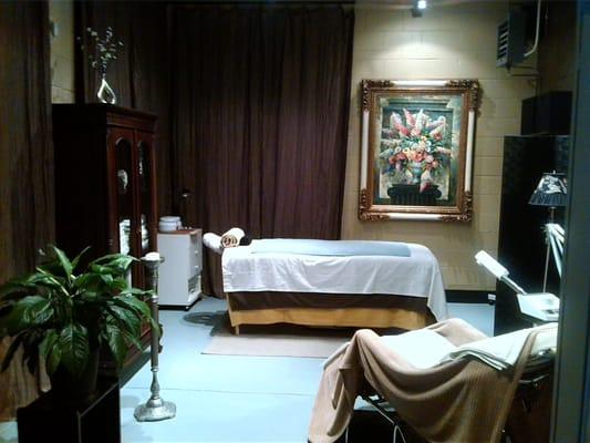 treatment room, waxing, facials, microcurrent