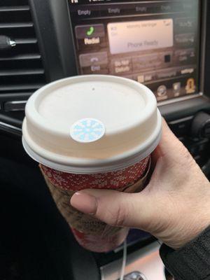 Hot chai latte with a snowflake stopper!